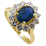 14K Yellow Gold 2.00cttw Sapphire & Diamond Ring