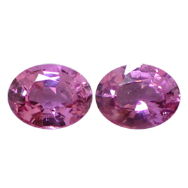 0.92 cttw Pair of Oval Pink Sapphires : Intense Pink