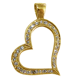 18K Yellow Gold Heart Pendant : 0.17 cttw Diamonds