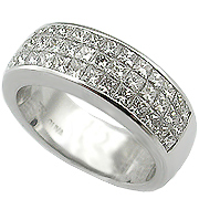 18K White Gold Band : 1.90 cttw Diamonds, Invisible Setting