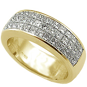 18K Yellow Gold Band : 1.90 cttw Diamond, Invisible Setting