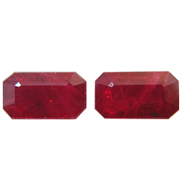 2.38 cttw Pair of Emerald Cut Rubies : Fine Red