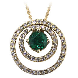 14K Yellow Gold Drop Pendant : 0.77 cttw Emerald & Diamonds