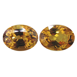 3.89 cttw Pair of Oval Yellow Sapphires : Golden Yellow