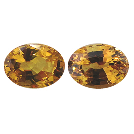 2.96 cttw Pair of Oval Yellow Sapphires : Golden Yellow