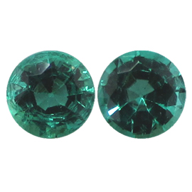 0.83 cttw Pair of Round Emeralds : Rich Grass Green