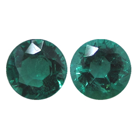 1.36 cttw Pair of Round Emeralds : Deep Rich Green