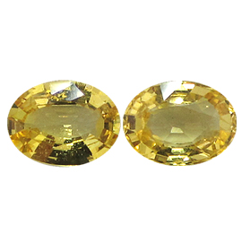 2.59 cttw Pair of Oval Yellow Sapphires : Rich Lemon Yellow