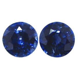 1.17 cttw Pair of Round Blue Sapphires : Cornflower Blue