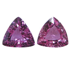 1.06 cttw Pair of Trillion Pink Sapphires : Rich Pink