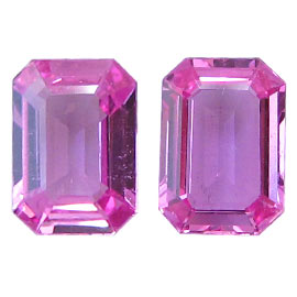 1.73 cttw Pair of Emerald Cut Pink Sapphires : Fine Pink