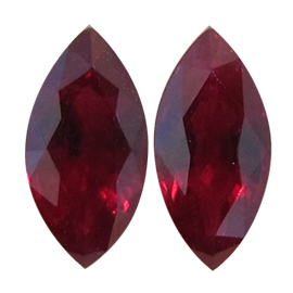 1.38 cttw Pair of Marquise Rubies : Rich Pigeon Blood Red