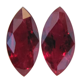 1.12 cttw Pair of Marquise Rubies : Deep Rich Red