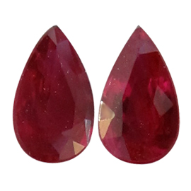 0.50 cttw Pair of Pear Shape Rubies : Fine Red
