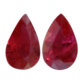 0.52 cttw Pair of Pear Shape Rubies : Fiery Red