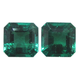 0.97 cttw Pair of Emerald Cut Emeralds : Fine Grass Green