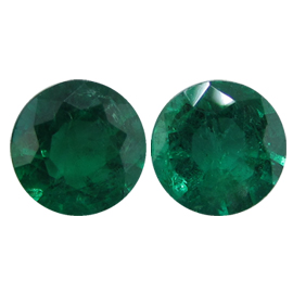 1.20 cttw Pair of Round Emeralds : Fine Grass Green