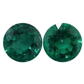 2.50 cttw Pair of Round Emeralds : Grass Green