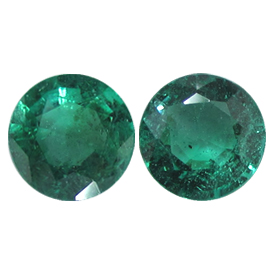 1.47 cttw Pair of Round Emeralds : Rich Green