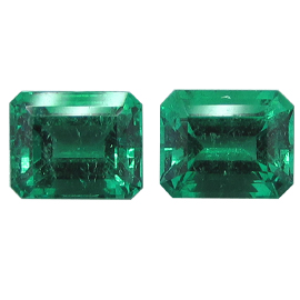 4.20 cttw Pair of Emerald Cut Emeralds : Fine Grass Green