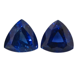 1.24 cttw Pair of Trillion Blue Sapphires : Rich Blue