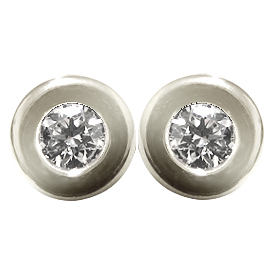 14K White Gold Stud Earrings : 0.55 cttw Diamonds