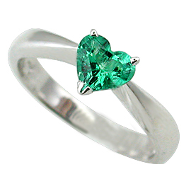 18K White Gold Solitaire Ring : 0.50 ct Emerald