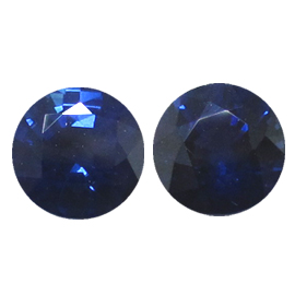 1.74 cttw Pair of Round Sapphires : Deep Royal Blue