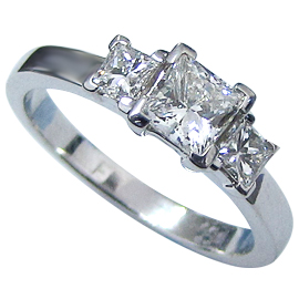 14K White Gold Three Stone Ring : 1.26 cttw Diamonds