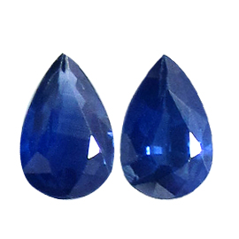 0.71 cttw Pair of Pear Shape Blue Sapphires : Deep Royal Blue