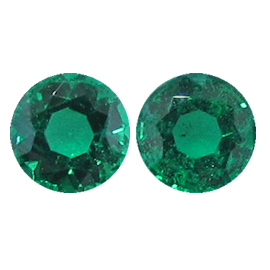 0.82 cttw Pair of Round Emeralds : Rich Green