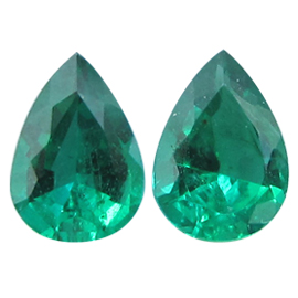 1.03 cttw Pair of Pear Shape Emeralds : Deep Rich Green
