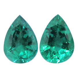 1.15 cttw Pair of Pear Shape Emeralds : Deep Rich Green