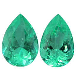 2.82 cttw Pair of Pear Shape Emeralds : Fine Green