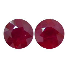 1.96 cttw Pair of Round Rubies : Pigeon Blood Red