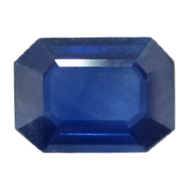 0.88 ct Emerald Cut Blue Sapphire : Deep Royal Blue