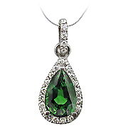 18K White Gold 1.25cttw Emerald & Diamond Pendant