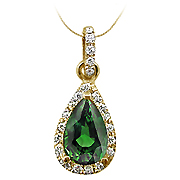 18K Yellow Gold 1.25cttw Emerald & Diamond Pendant