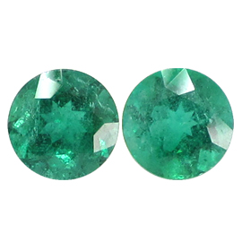 2.50 cttw Pair of Round Emeralds : Fine Grass Green