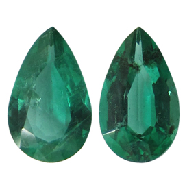 1.43 cttw Pair of Pear Shape Emeralds : Fine Grass Green