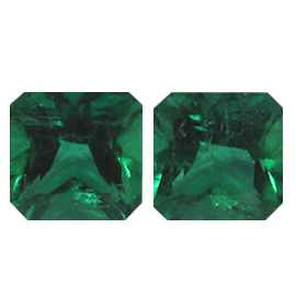 1.08 cttw Pair of Princess Cut Emeralds : Rich Green