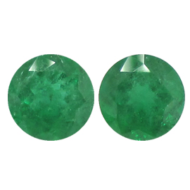 3.70 cttw Pair of Round Emeralds : Grass Green