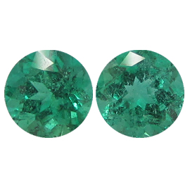 3.05 cttw Pair of Round Emeralds : Fine Grass Green