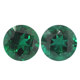 1.85 cttw Pair of Round Emeralds : Deep Green