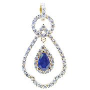 18K Yellow Gold 2.00cttw Blue Sapphire & Diamond Pendant