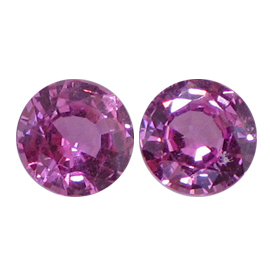 1.53 cttw Pair of Round Pink Sapphires : Rich Pink