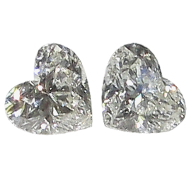 0.59 cttw Pair of Heart Shape Diamonds : I / VS2