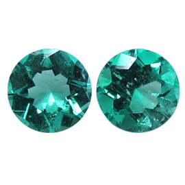 1.53 cttw Pair of Round Emeralds : Rich Grass Green