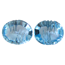 14.48 cttw Pair of Etched Oval Topazs : Blue