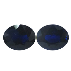 2.02 cttw Pair of Oval Blue Sapphires : Deep Rich Blue